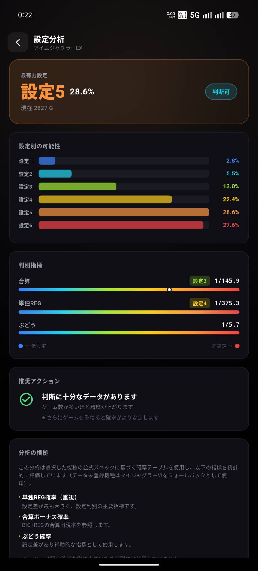 設定分析画面