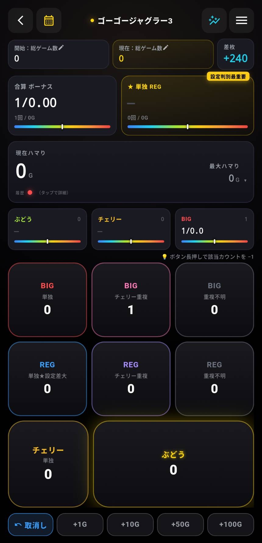 差枚計算画面